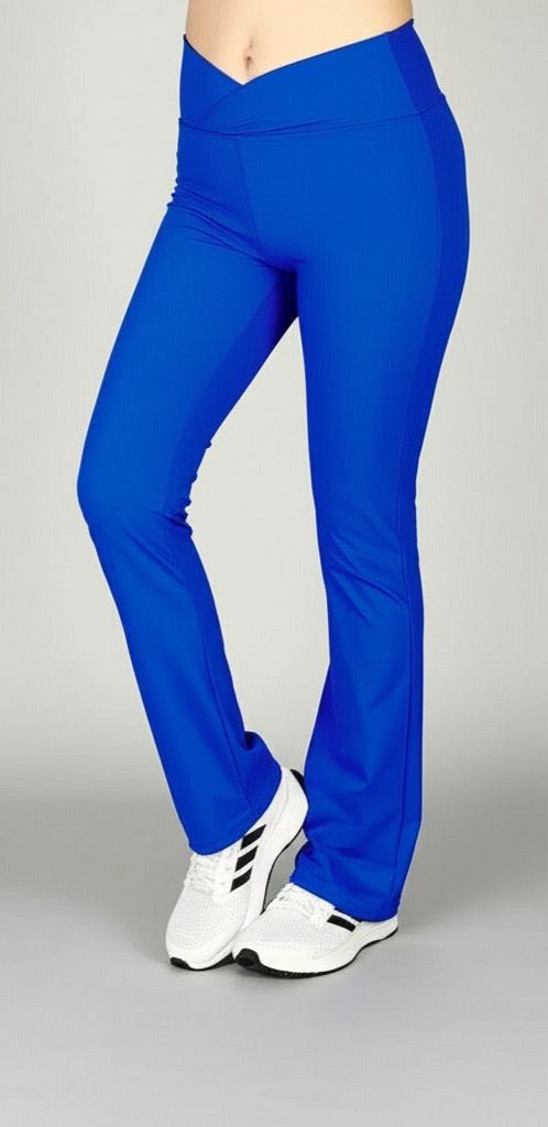 V-WAIST FLARED PANTS - DRIFT BLUE