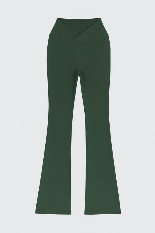 V-WAIST FLARED PANTS - SAGE