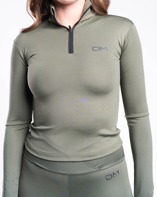 LONG SLEEVE ZIP UP - SAGE